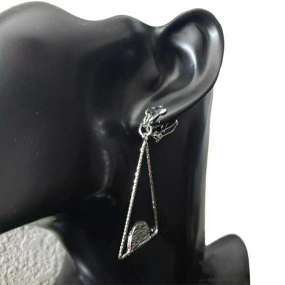 Fashion Jewelry  Silver Drop Triangle Earrings - Picture 3 of 6